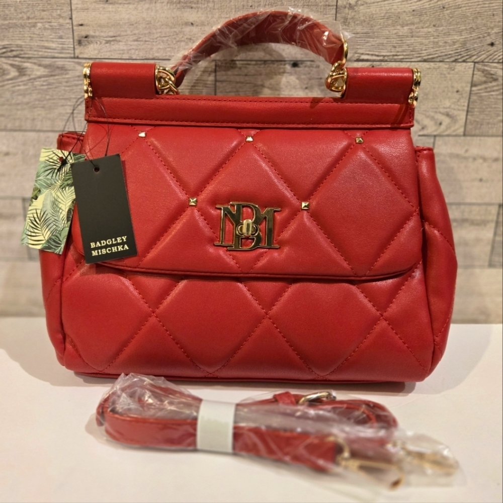 Badgley Mischka Red Quilted Satchel $149